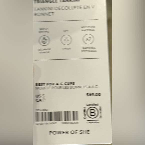 Nwt Athleta Triangle Tankini A-C 🌴 Sz Small 🌴Adjustable Tie Back - Picture 6 of 6